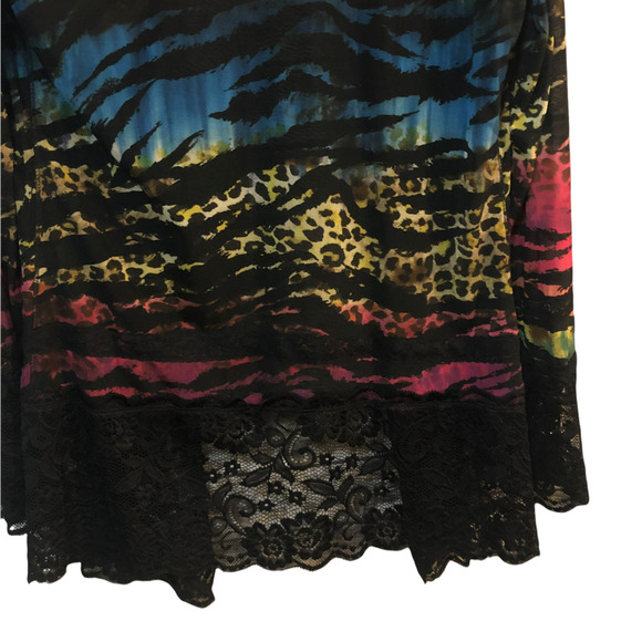 BV Collections Multicolored Tiger Leopard Print Kimono SZ M - Picture 5 of 12